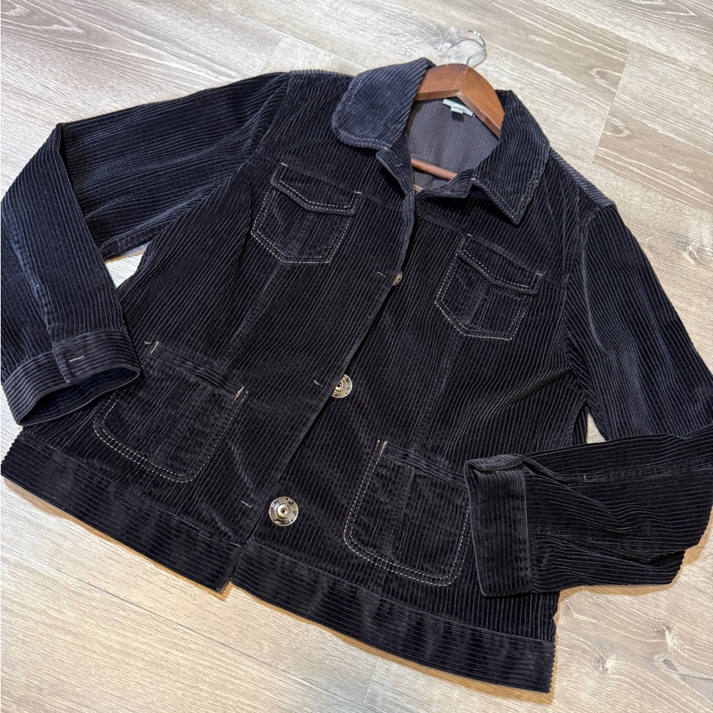 J. Jill women's wide-wale Black corduroy jacket with patch pockets-size M